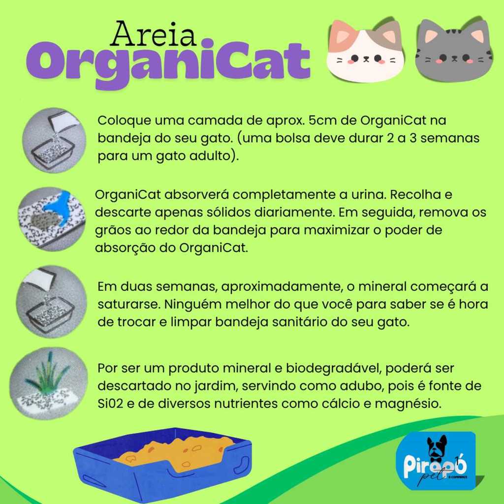 Areia para gatos Biodegradável Organicat 1,8kg Kit com 6un — imagem 2 de 2