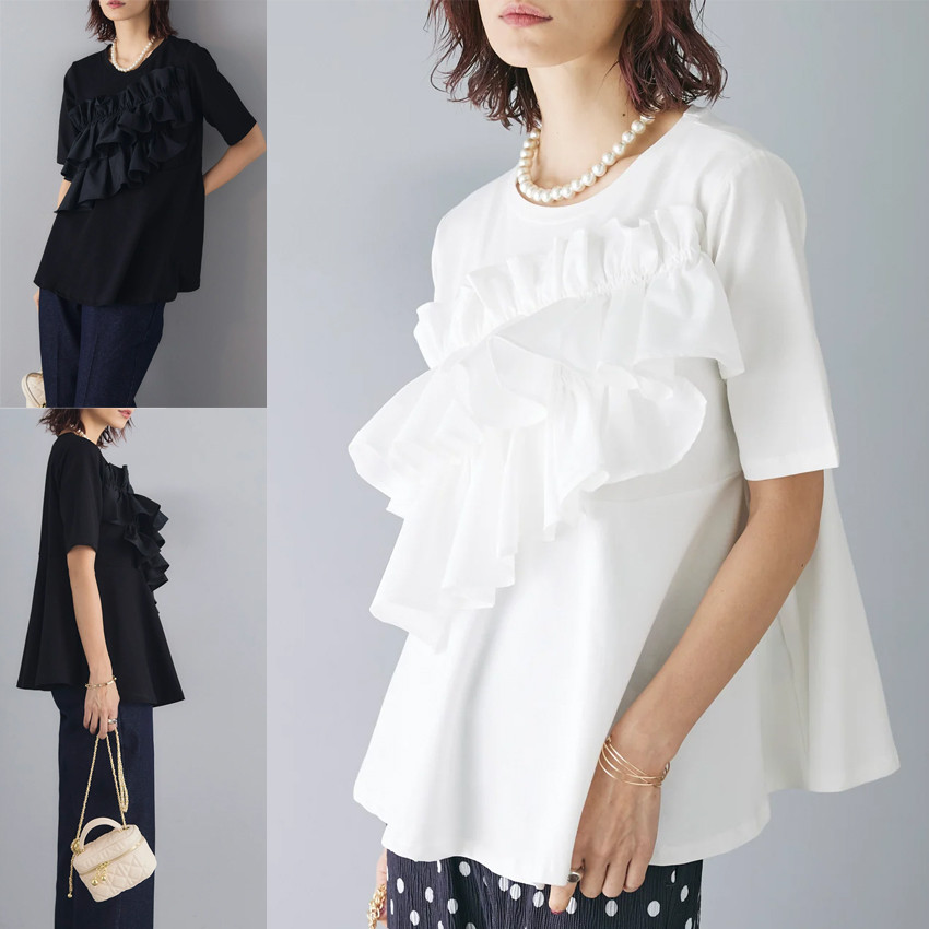 Comércio exterior japonês ins pequeno novo estilo algodão de manga curta camiseta costura feminina algodão camiseta moda