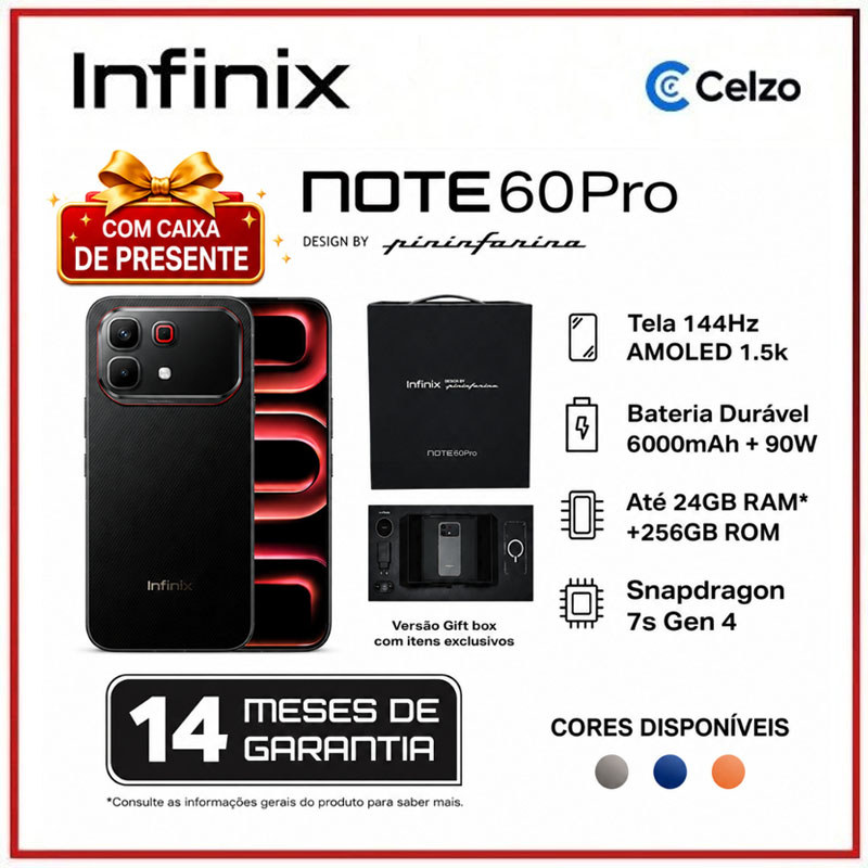 INFINIX NOTE 60 PRO 5G 256GB+16GB(8+8) NFC Versão Global Com Caixa de Presente