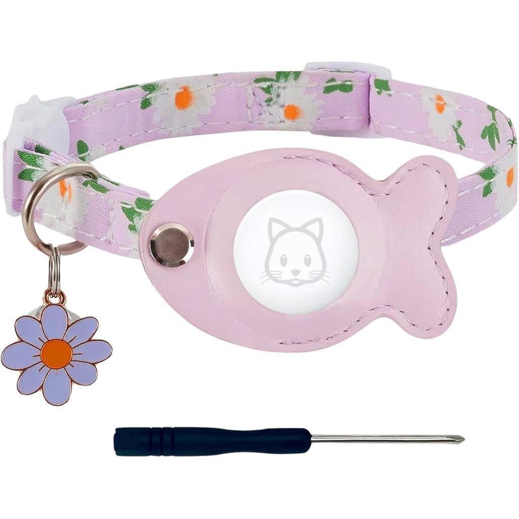 Coleira para Gato com Suporte para Airtag, Coleira de Segurança com GPS para Gat
