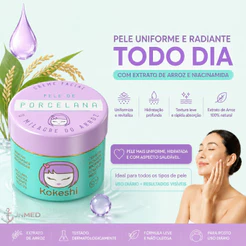 Hidratante Creme Facial Pele De Porcelana Kokeshi 30g Milagre do Arroz Skincare