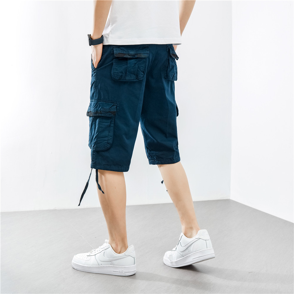 HEGR verão calças masculinas moda na moda simples Cross-Border masculino Multi-bolso macacão Shorts masculino estudante 