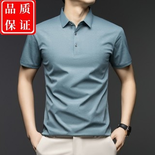 2025 verão novo estilo de manga curta camiseta gelo seda legal masculino topo de meia-idade jovem Jacquard lapela mascul