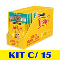 Ração Úmida Friskies Sachê Atum - 85g - KIT com 15 unidades