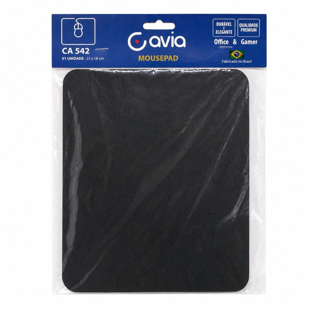 Mouse Pad Preto Office & Gamer Retangular 22x18cm - Cavia | Organização | Gamer | Informática