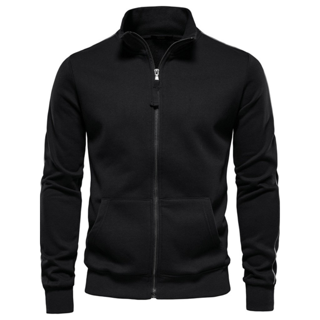 High-End preto moletom masculino de manga comprida 2026 novo estilo primavera outono estilo estação europeia zíper Cardi