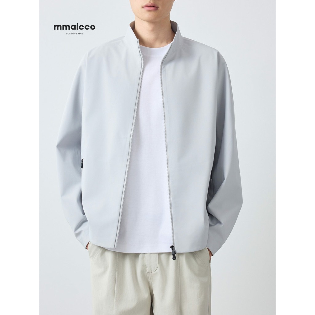 Momaike roupas masculinas cidade esportes duplo pulôver jaqueta Casual masculina 2026 primavera novo estilo gola jaqueta