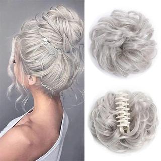  Coque De Cabelo Encaracolado Bagunçado , Falso Ondulado Pedaço Sintético , Com Clipe De Garra Updo