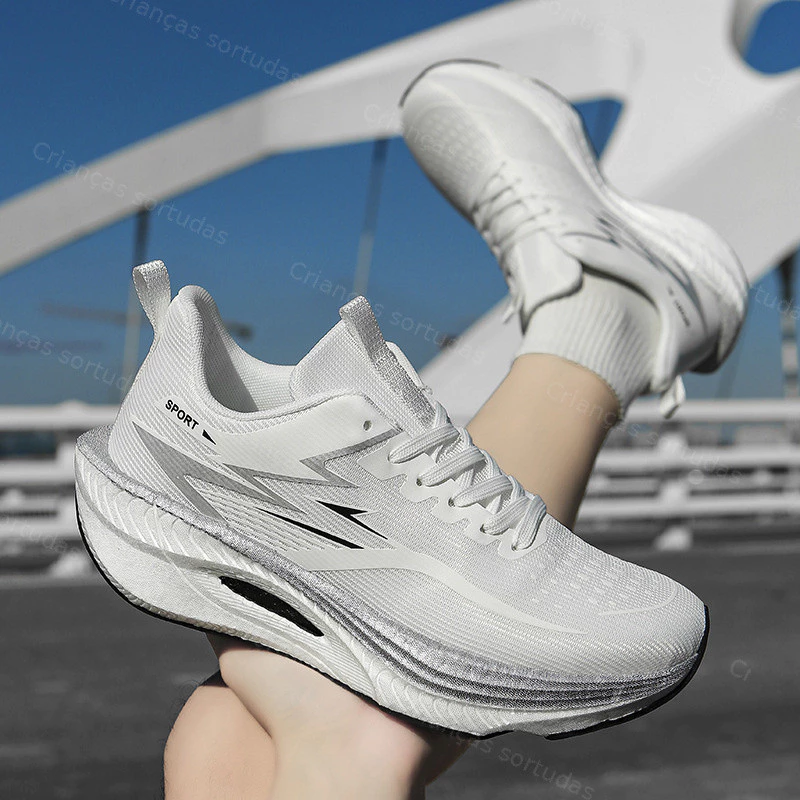 Homens mulheres tênis de corrida Net sapatos placa de carbono Ultra-leve rebote tênis quatro estações Wearable — imagem 1