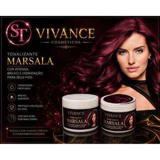 Kit Shampoo e Máscara Tonalizante Marsala Intenso - S/ Amônia - Resultado 100% Natural Vivance cosméticos