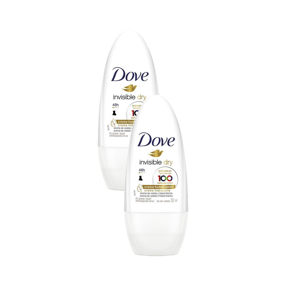 Kit 2 Desodorante Dove Invisible Care Roll-on Antitranspirante Violeta e Frésia Branca 50ml