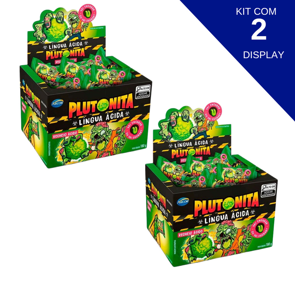 Kit Com 2 Chiclete Plutonita Lingua Ácida Arcor 180g