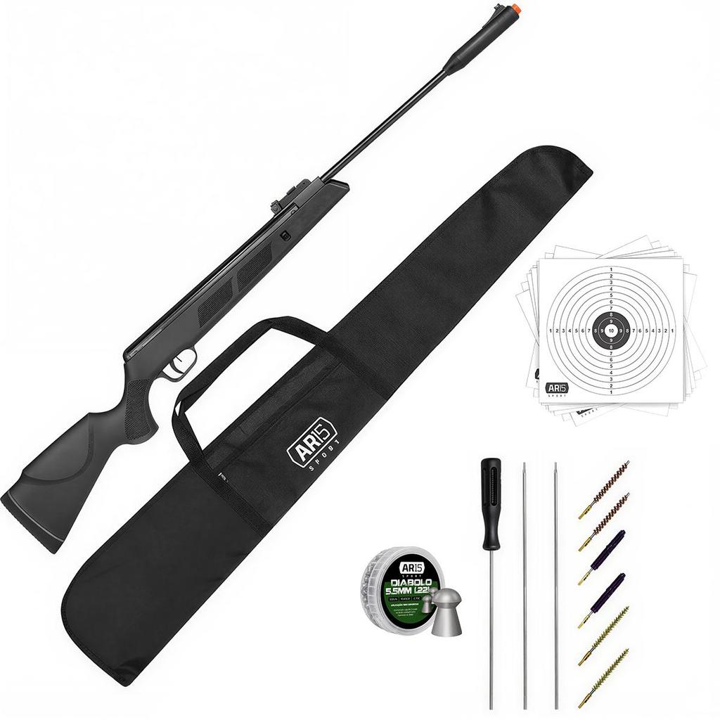 Carabina Pressão Fixxar Black Hawk 5.5mm +Capa +Chumbo +Kit