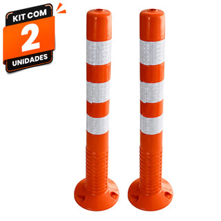 Kit 2 Postes Balizadores Cone Semi Flexíveis 75cm Laranja Refletivo Trânsito Estacionamento Condomínio Rotalux
