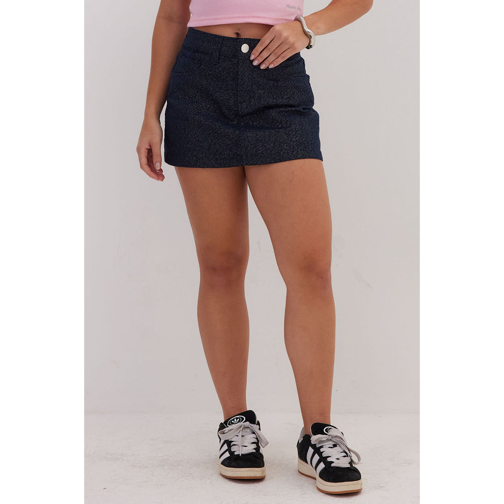 Mini Saia Jeans Com Brilho Planet Girls Jeans Escuro · foto 2