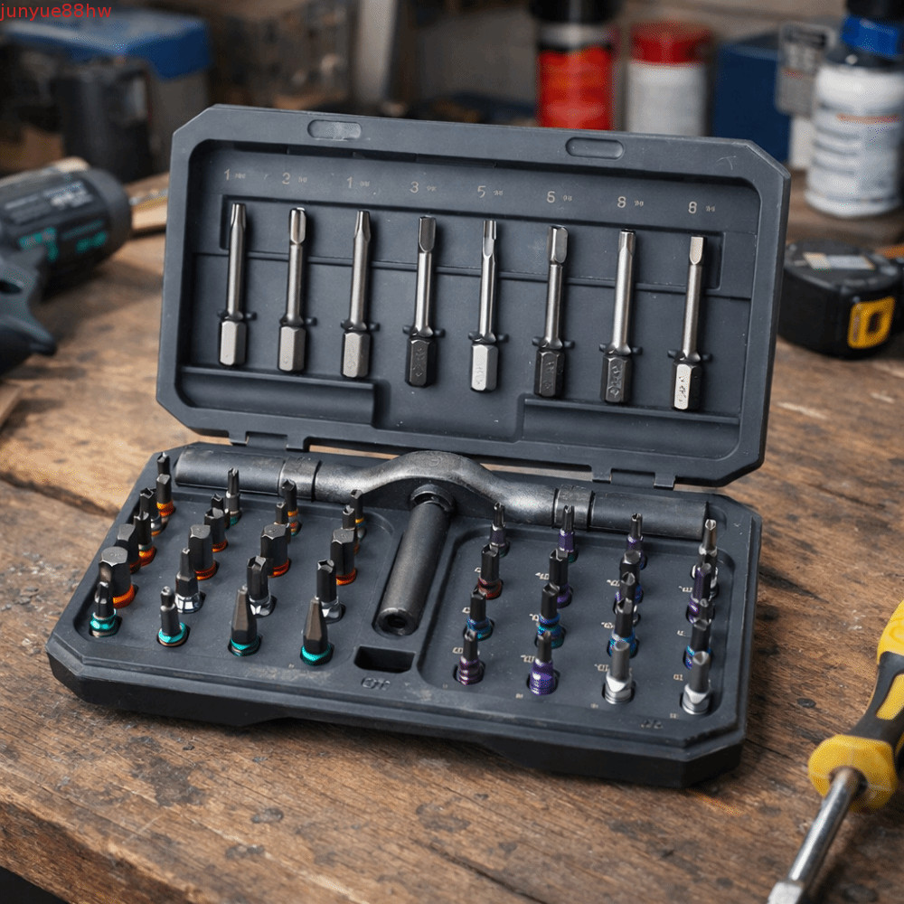 Conjunto De Ferramentas De Bits JUNYUE , Chave De Fenda Catraca De Ferramenta De Precisão Com Alça Removível ,