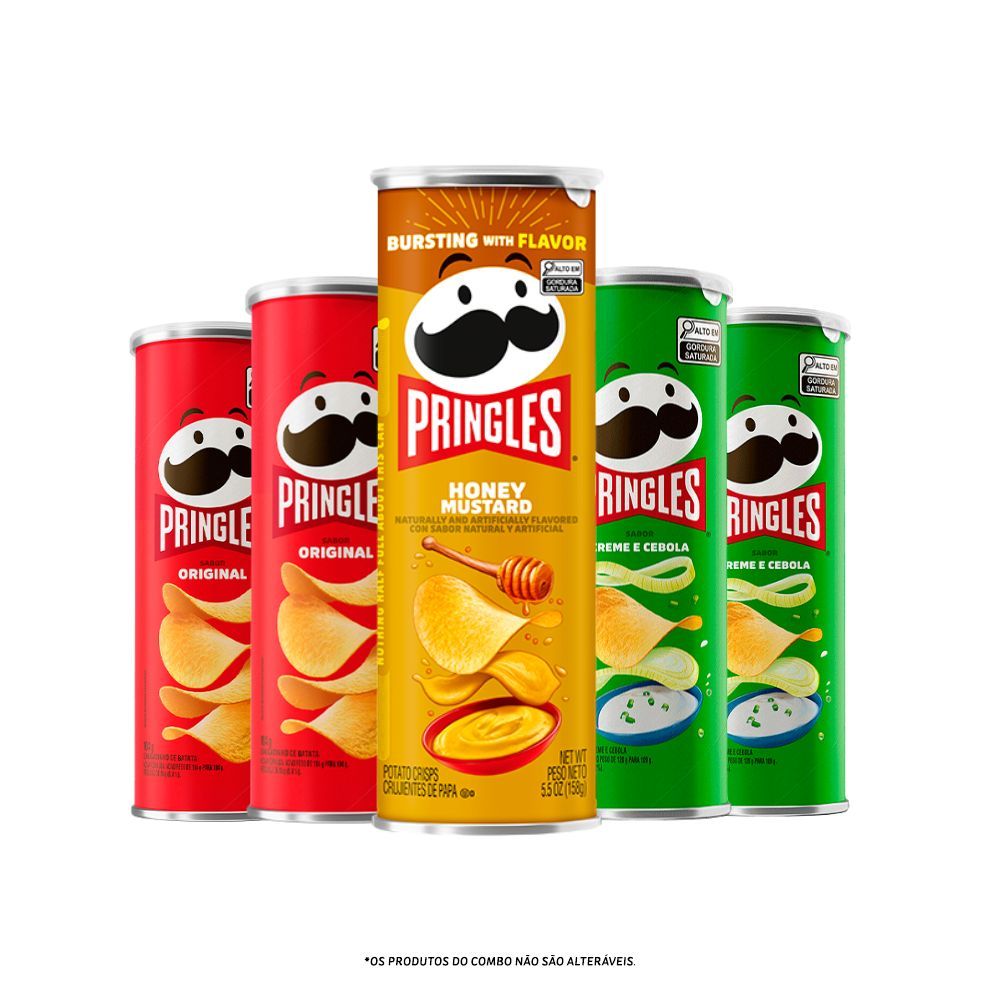Combo Batatas Pringles Importada 1 Unidade + Regulares Sortidas 4 Unidades