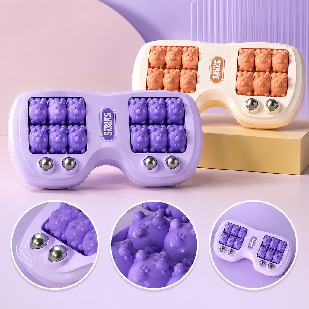 Massageador Com Rolo Duplo Massagem Pés, Alívio De Fascite Plantar Do Estresse E Relaxamento Profundo De Acupuntura