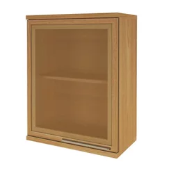Armário Aéreo 1 Porta 60cm com Vidro Reflecta para Cozinha Modulada Madri Amarelo/Freijó