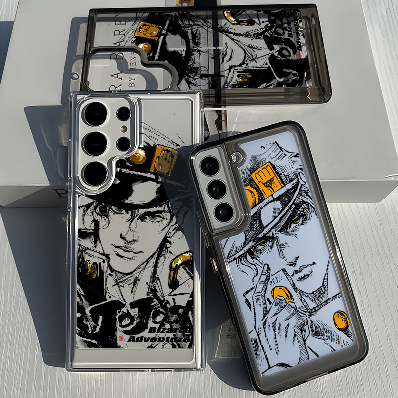 Para Samsung S26 S25 Ultra S24 S25FE A56 S24FE S23 " Jo " Jotaro Kujo " Capa Rígida Transparente S22 A17 A16 A15 A72 A53