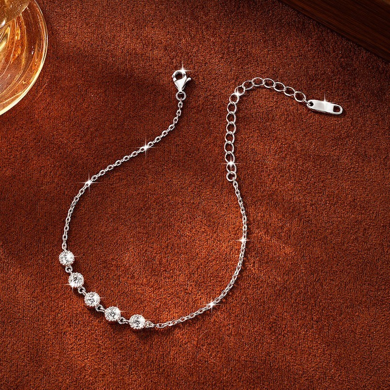 Pulseira De Moissanite De 0.1 Ct Certificada Pela IOGOU GRA Para Mulheres Cor D VVS1 Corte De Coração Milgrain Banhado A — imagem 2 de 2