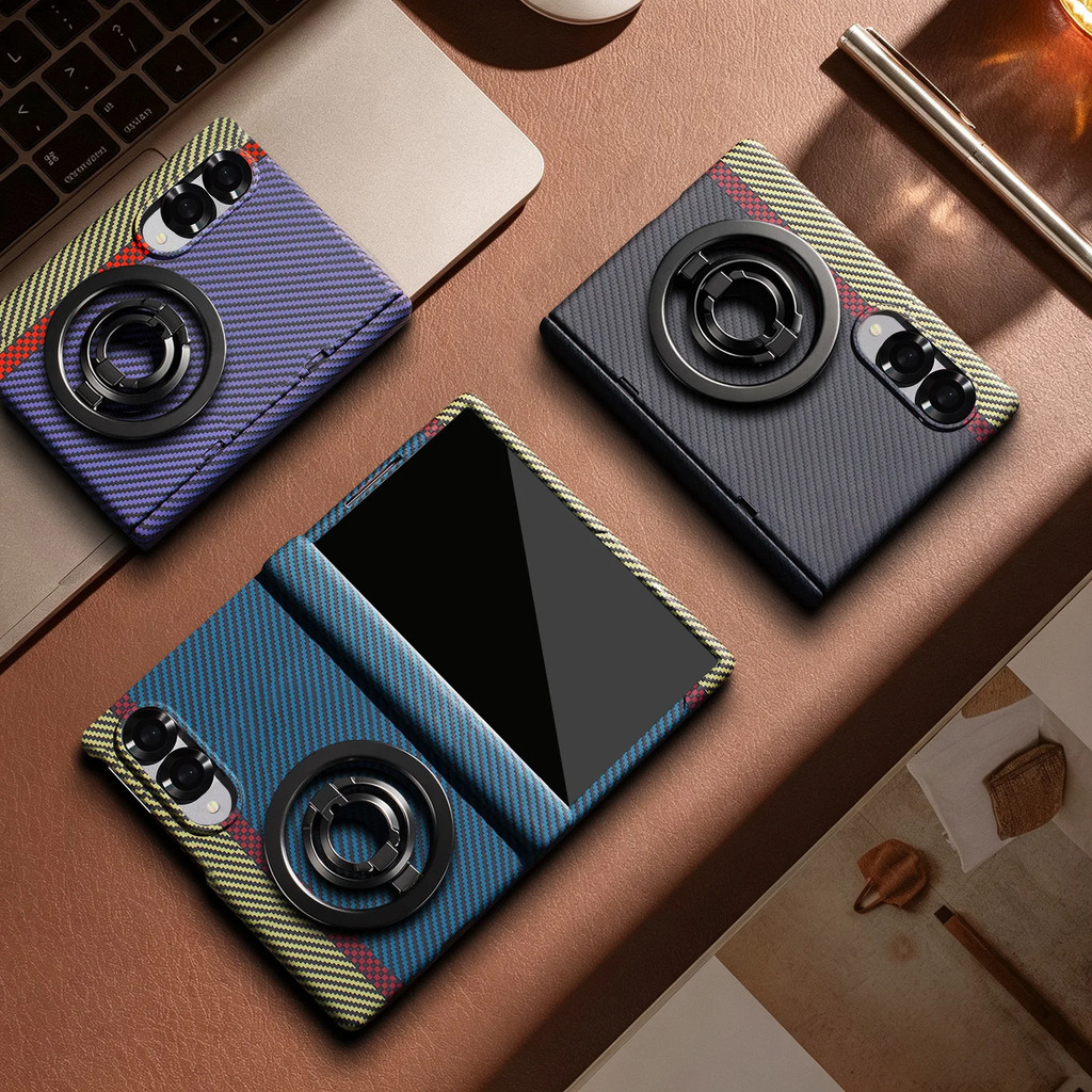 Capa De Fibra De Carbono Tecida Premium Para Samsung Galaxy Z Fold 8 Suporte Gir