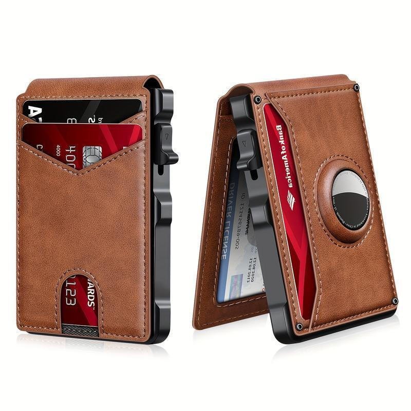 Carteira Inteligente Compatível com Airtag para Homens - Design Bifold de Alumín
