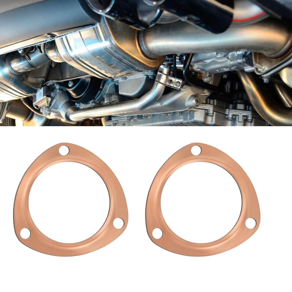 2PCS 3.5 Inch Exhaust Gasket, Copper Exhaust Flange for Header Gasket & Collector Gasket, Automotive Exhaust Systems & P