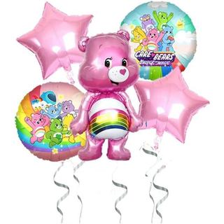 5 unidades de balões redondos de alumínio de 18 polegadas com tema de urso fofo para decorações de festa de aniversário 