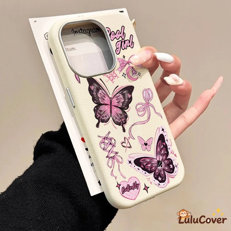 Capa De Couro Com Fita Borboleta E Coração Para Samsung Galaxy A37 A36 A35 A34 A33 A32 M32 A31 A30S A27 A26 A25 A24 A23 