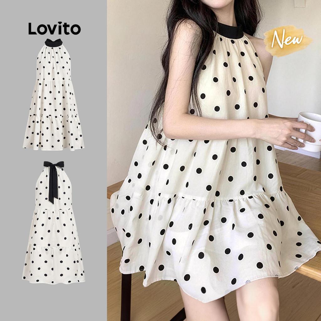 (New Arrival) Lovito Casual Branco Offdrapeado com Detalhe de Laço Nas Costas e