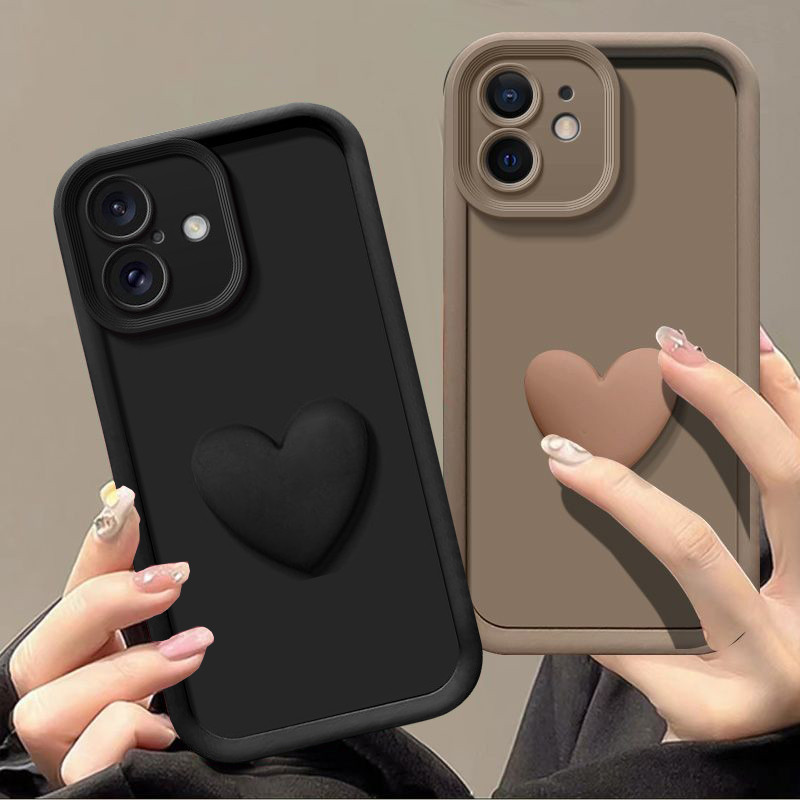 Bonito 3D Amor Coração Cor Sólida Shell Para Samsung Galaxy A57 A37 A27 A15 A56 A55 A16 A17 A36 A26 A35 A54 A34 A53 A07 