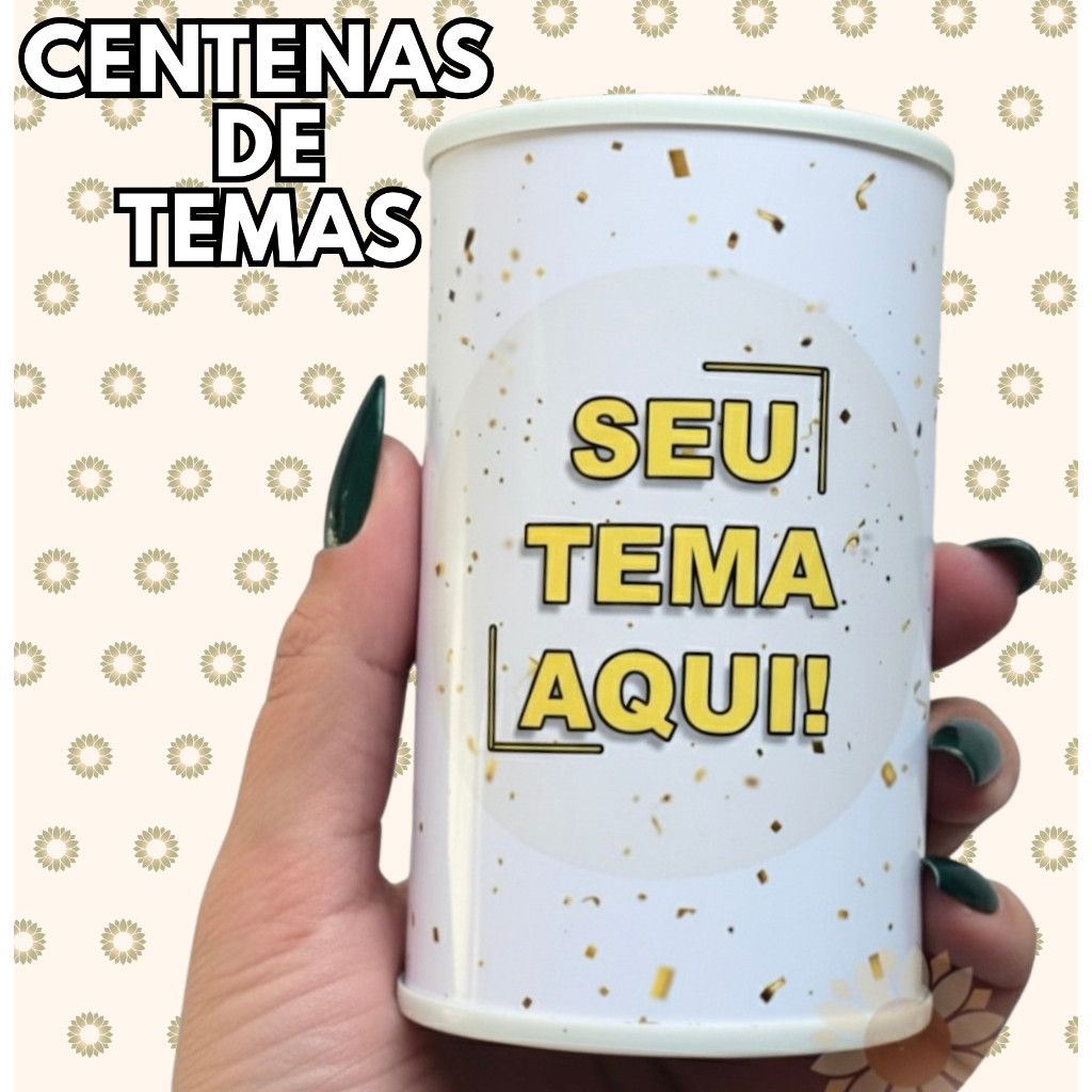 kit Adesivo + Cofrinho 10x6 Personalizado Lembrancinhas Infantil, Aniversário, Brinde Qualquer Tema, Nome ou Arte.