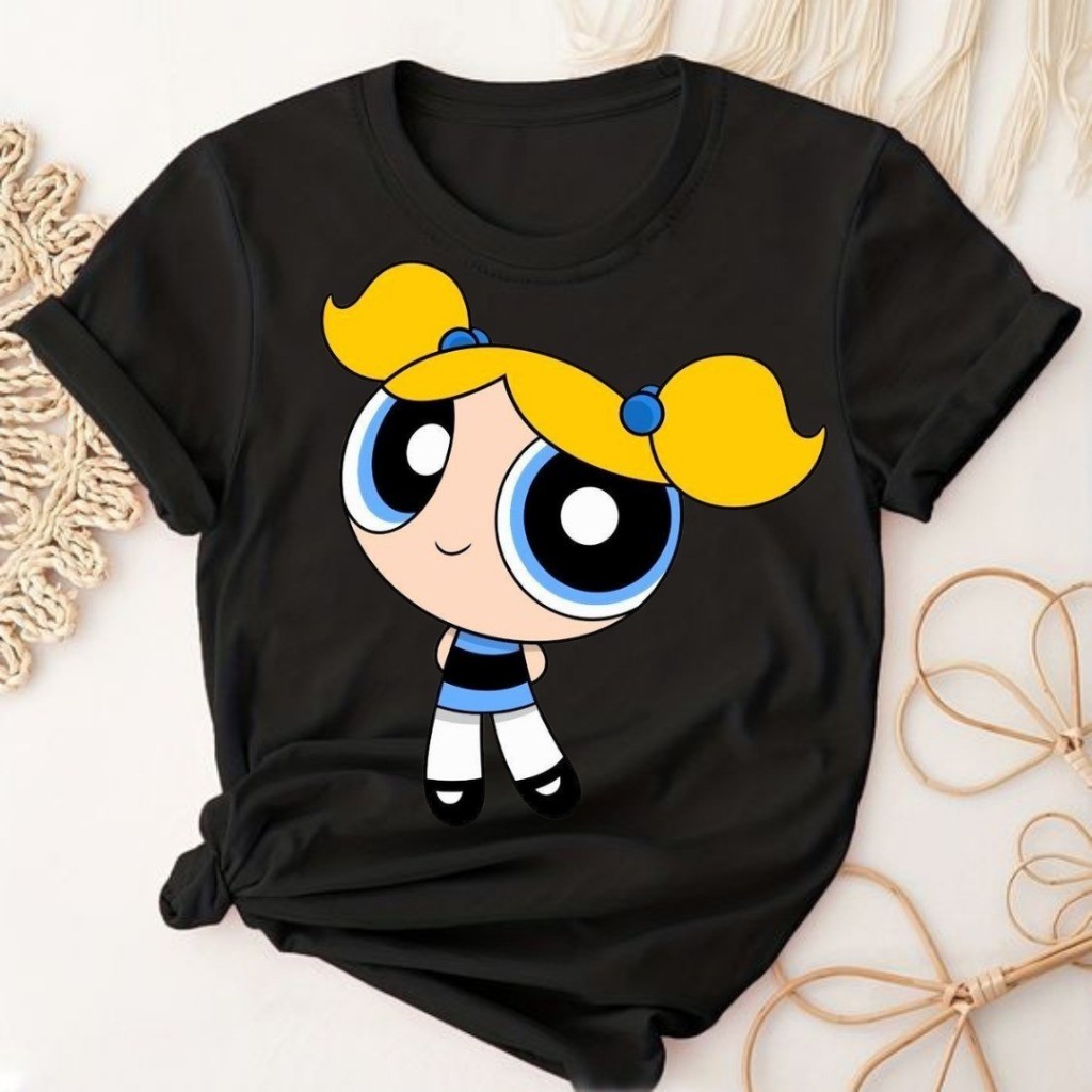 Camiseta Feminina Algodão T-shirt Estampada Super Poderosas Docinho Lindinha Florzinha Roupa Feminina Linha Premuim
