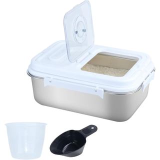 Recipiente hermético para arroz de 15 libras com tampa articulada, recipiente de armazenamento de alimentos em aço inoxi