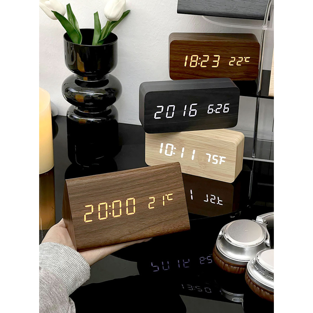 Despertador de alto valor Retro inteligente estudante cabeceira mudo luminoso relógio eletrônico temperatura Desktop Hu
