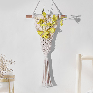 Rede decorativa artesanal nórdica com flores secas para pendurar na parede de quartos de pousadas e decoração de entrada