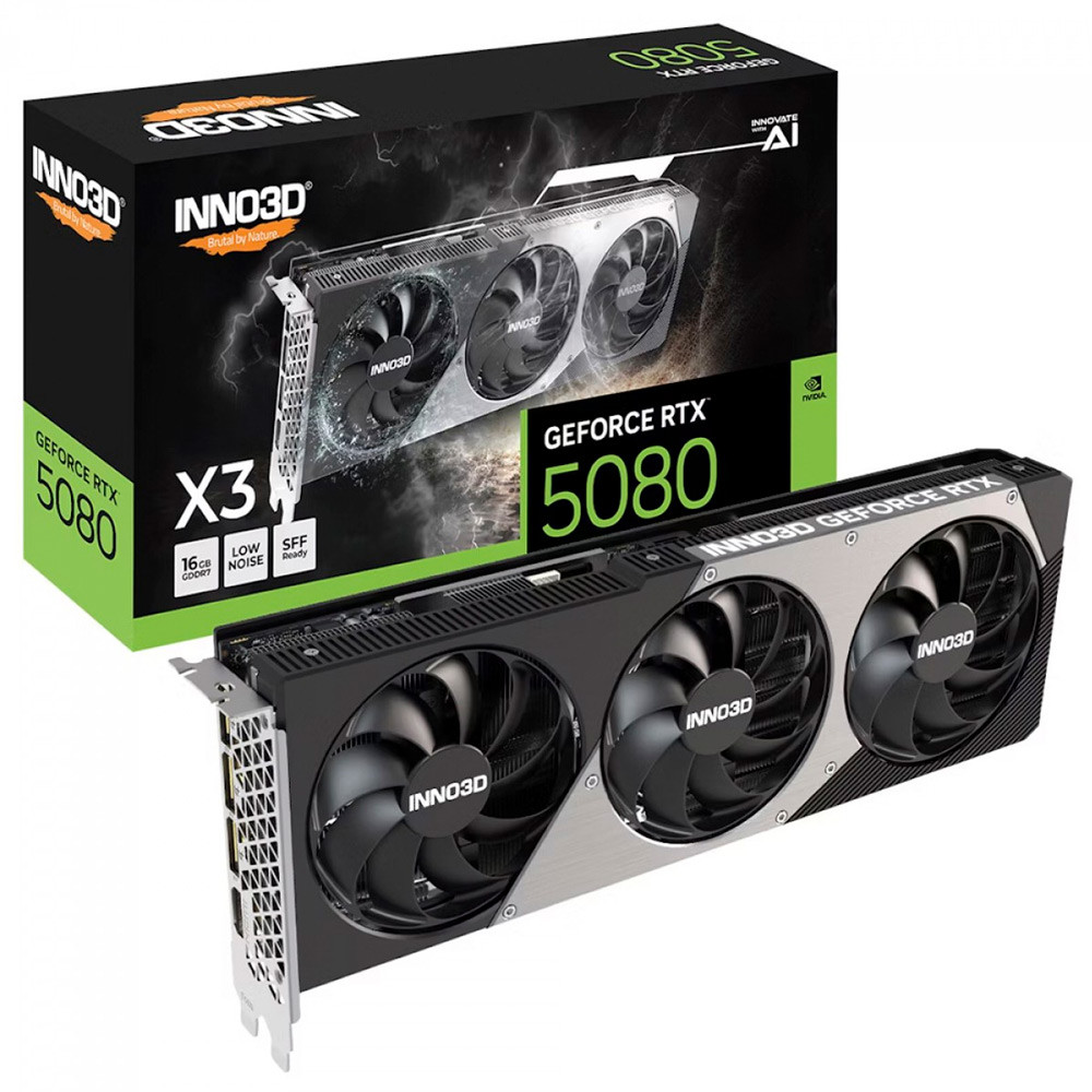 Placa de Vídeo INNO3D NVIDIA GeForce RTX 5080 X3, 16GB, GDDR7, DLSS, Ray Tracing