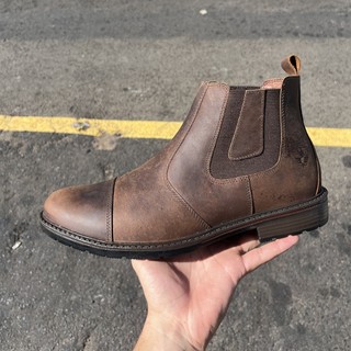 Botina Chelsea Masculina de Couro Legítimo Rústica Bota Macia Cowboy Sertanejo