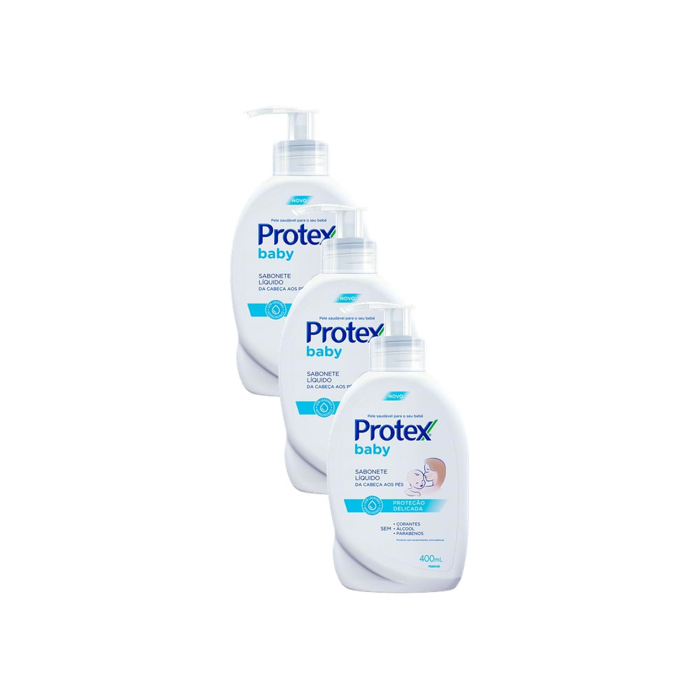 Kit 3 Sabonete Líquido Protex Baby Proteção Delicada 400ml
