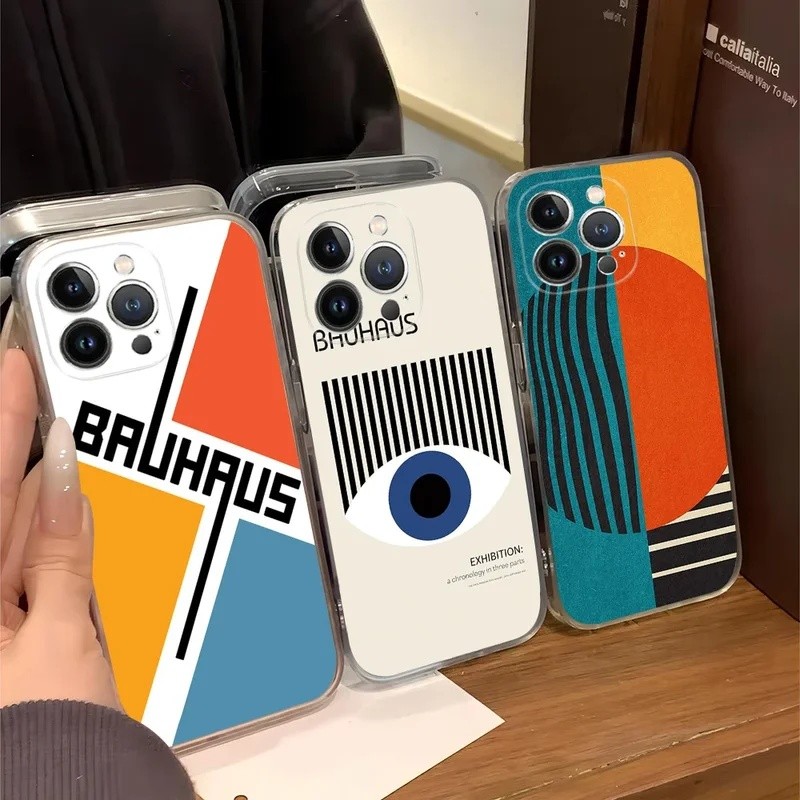 Capa de Telefone com Arte Geométrica Bauhaus para Samsung S25 S24 S23 S22 S21 S20 FE Note20 Note10 Plus Ultra Lite 5G, C