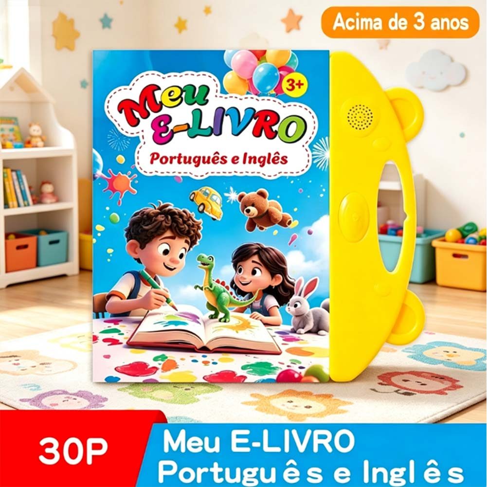 Livro Infantil Interativo Bilíngue com Som – Brinquedo Educativo com Toque Inteligente para Crianças