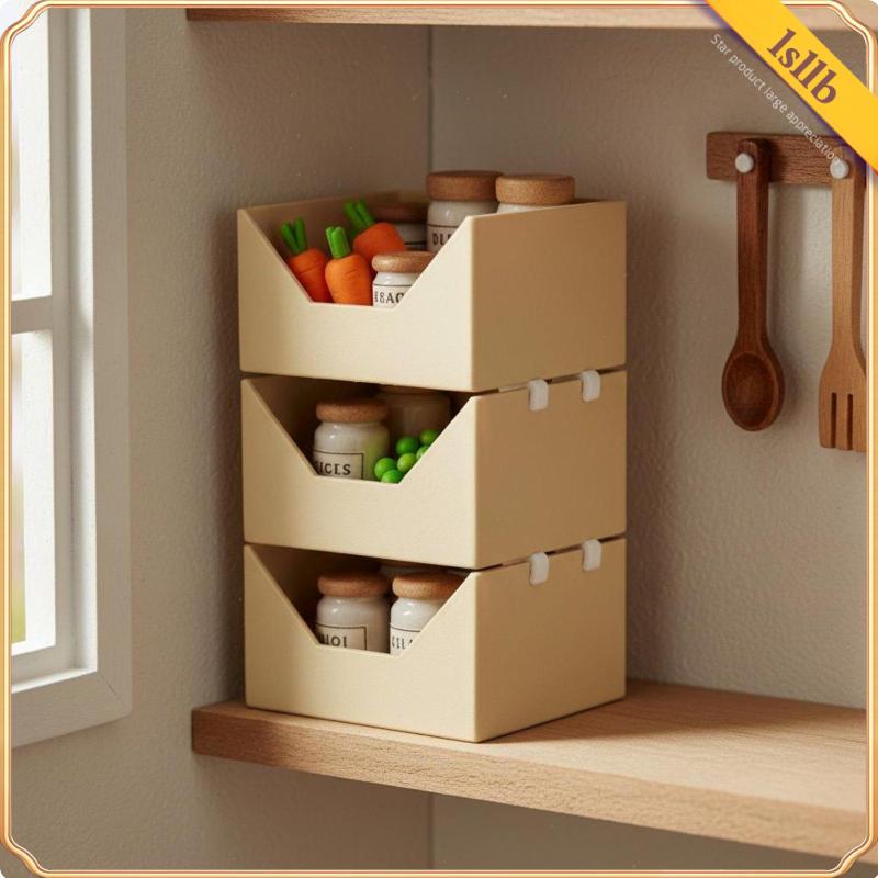 [Lsllb] 3 Peças Recipiente De Armazenamento Em Escala 1 : 12 , Acessório DIY , Organizador De Casa De Bonecas , Conjunto