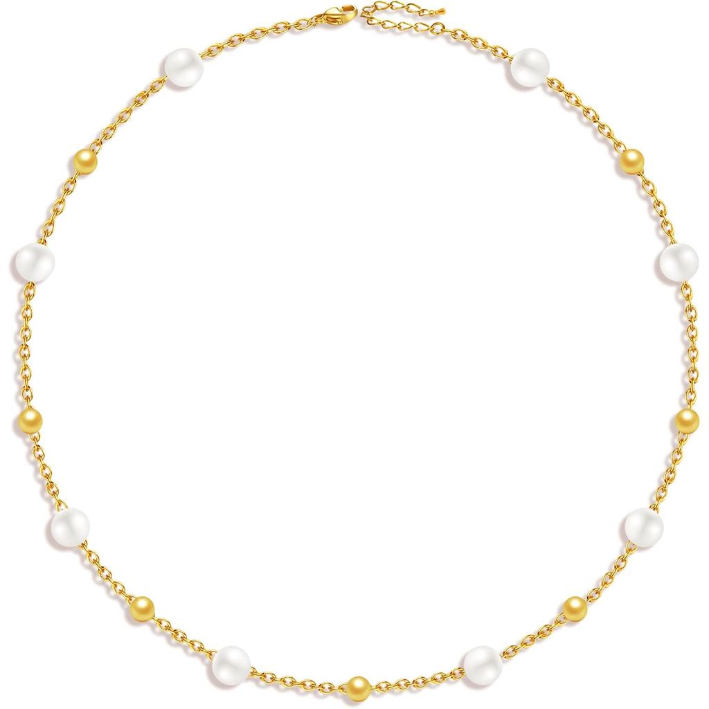 Colares de Pérolas SmileBelle para Mulheres, Gargantilha de Pérolas Margaridas para Mulheres |   Colares de Pérolas como