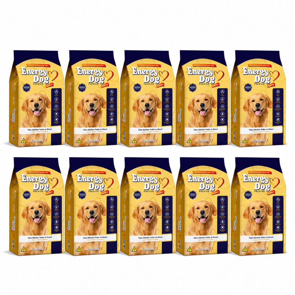 Kit 10 Ração para Cães Adultos Energy Dog Proteína 1kg