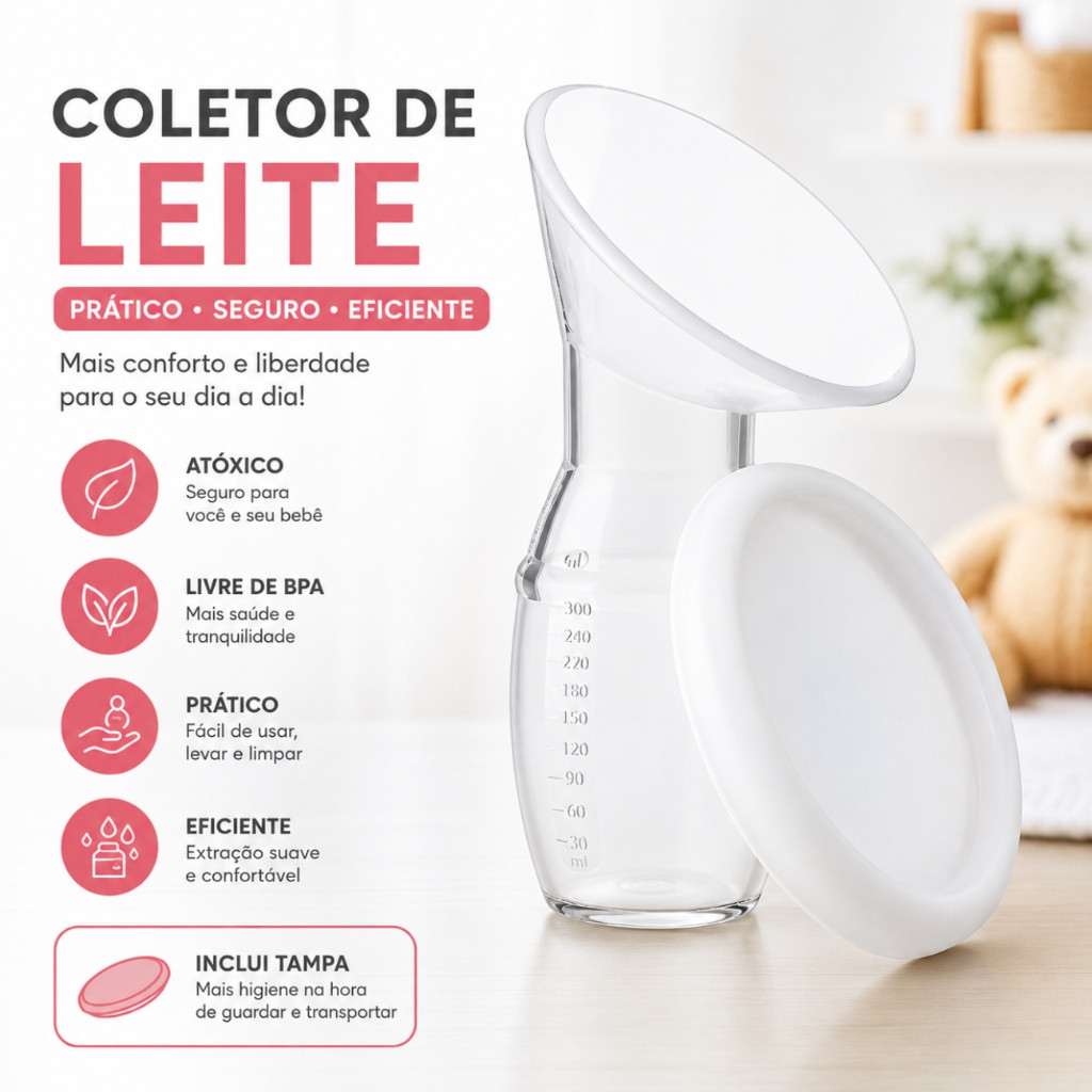 Copo Extrator Coletor de Leite Materno em Silicone