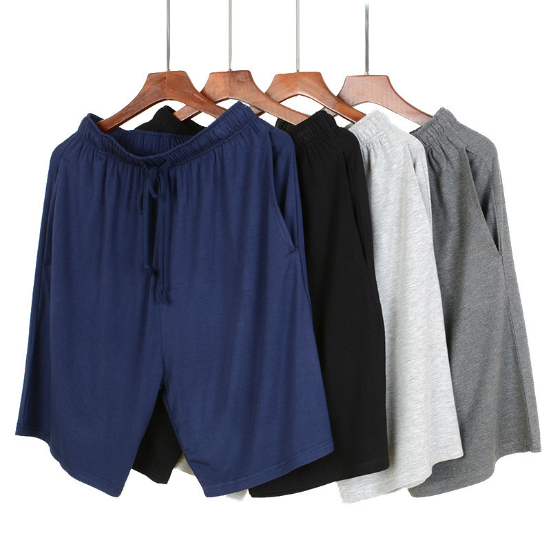 Imagem Verão masculino casual Modal confortável casual pijama calças roupa interior calças cortadas fino loungewear masculino