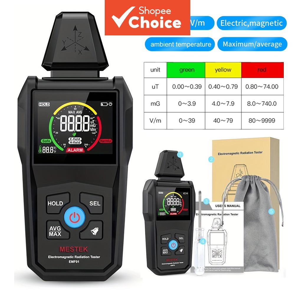 Medidor EMF MESTEK EMF01 De Uma Peça , Testador Digital De Radiação Eletromagnética Com Medição De Temperatura E Umidade