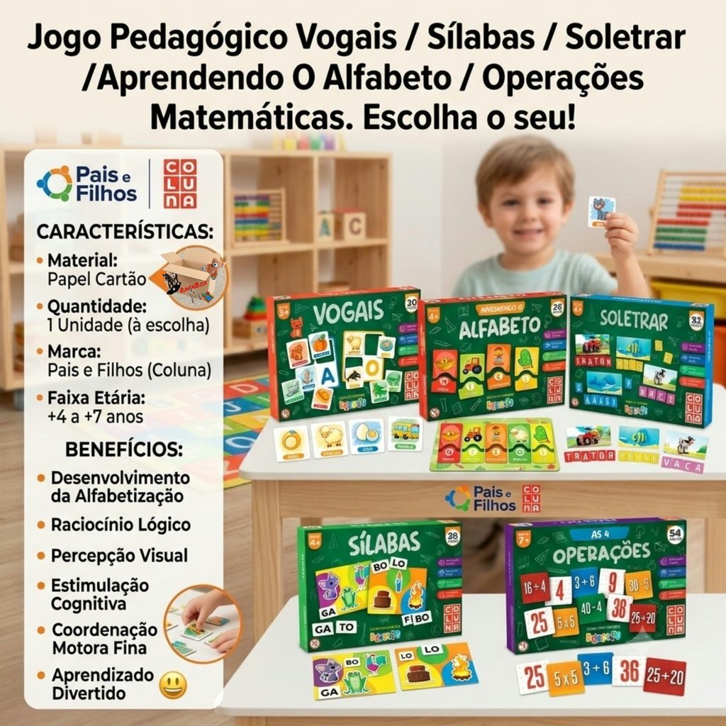 Brinquedo Pedagógico Educativo Jogo Aprendendo Vogais, Sílabas Ou Operações Matemáticas