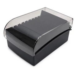 FICHÁRIO DE MESA 5X8 PRETO COM TAMPA TRANSLÚCIDA ORGANIZADOR PARA FICHAS CADASTROS E DOCUMENTOS 10350002 - MAXCRIL